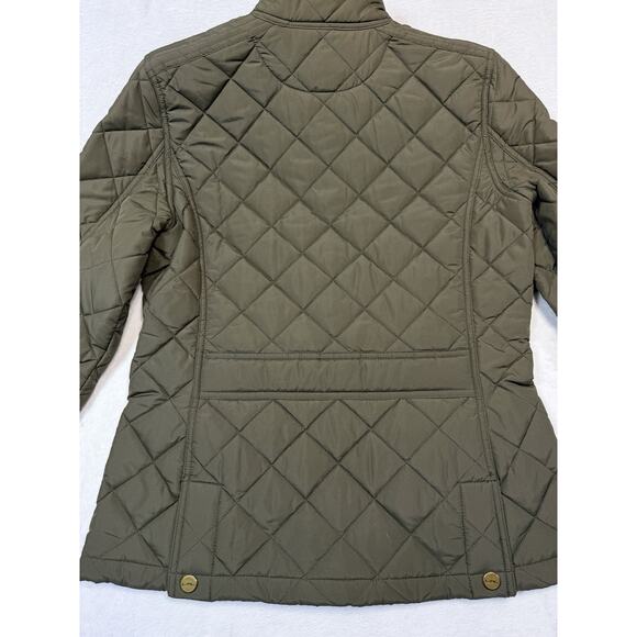 Lauren Ralph Lauren Quilted Barn Jacket Rock Moss Gold Hardware M-PT NWT - Picture 5 of 12